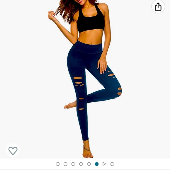 DIBAOLONG Womens High Waist Yoga Pants Cutout Ripped Tummy Control | XL - Picture 7 of 7